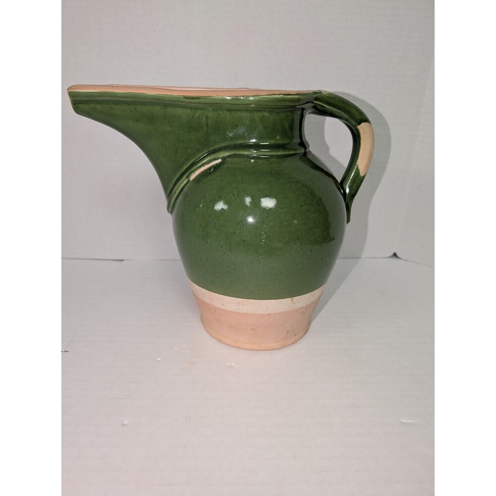 vintage rowe green-glazed terracotta pitcher